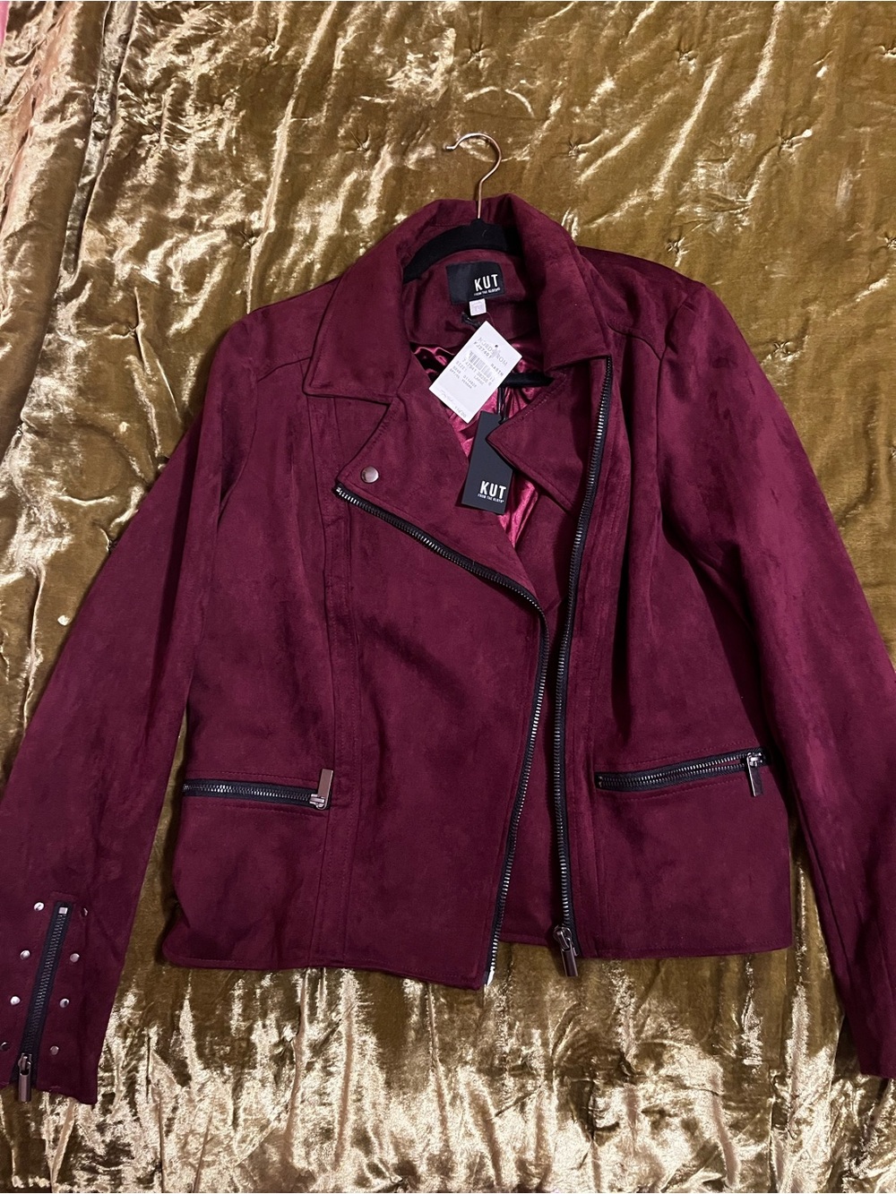 Kut from the Kloth Wine Suede Moto Jacket